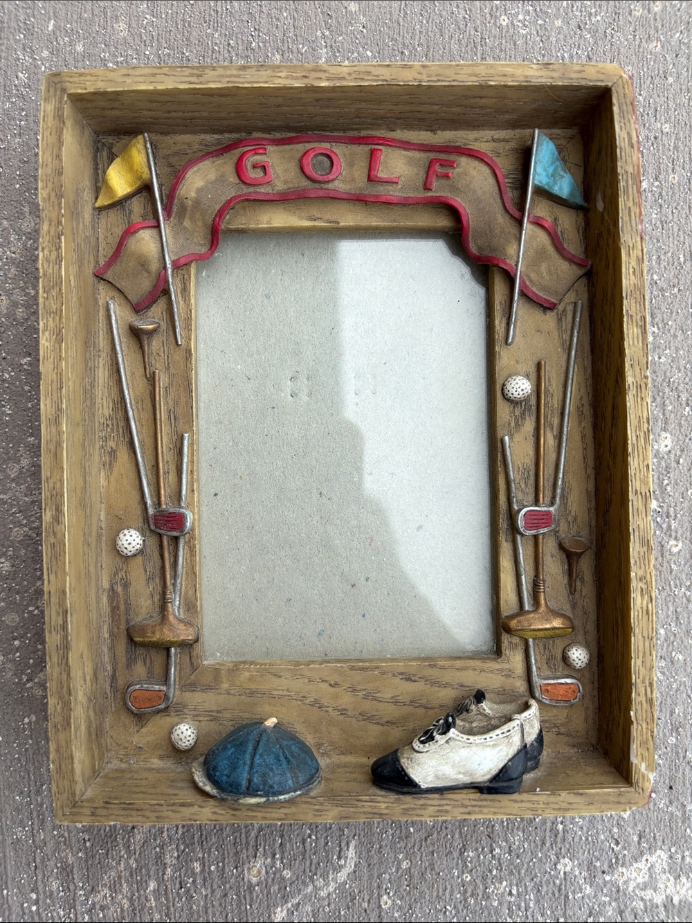 Vintage Golf Wall Frame - Red, Blue, Yellow, Black, White